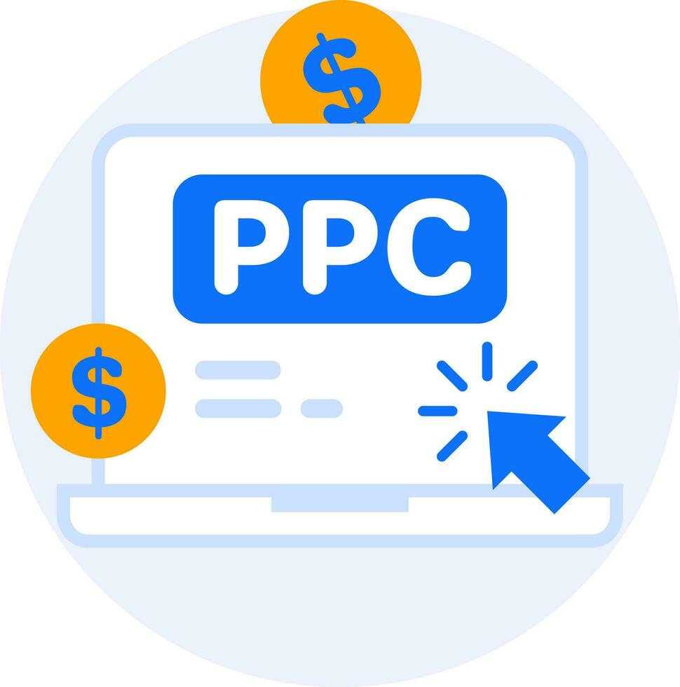 This is a clipart of PPC which shows dollar signs and a mouse which speaks about ppc (pay per click) importance of PPC
